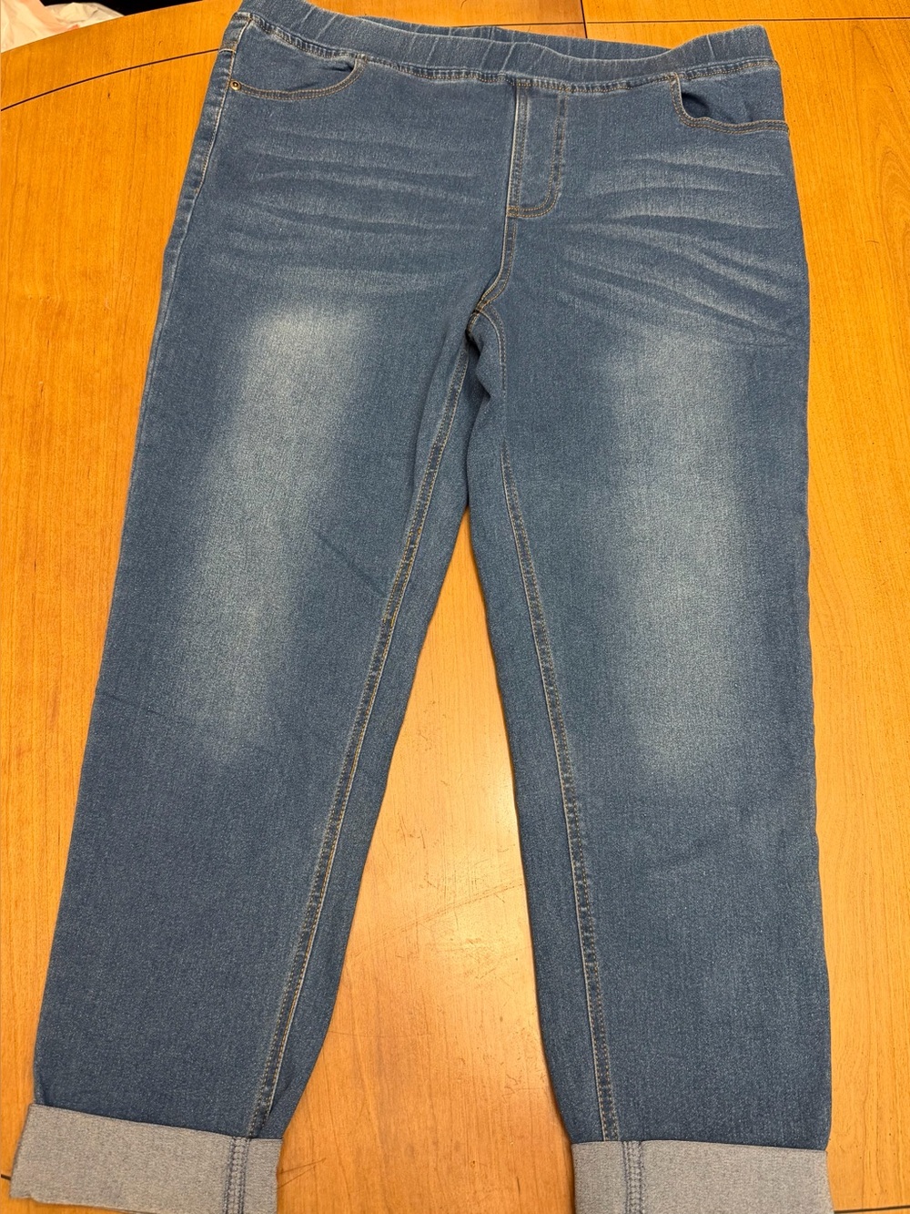 JVINI Pull-On Denim Cotton Blend Capri Jeggings 1X | Minimalist Comfy Travel